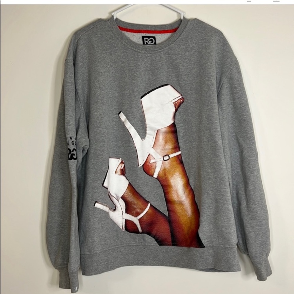 RICH GANG LEGS HEELS Crewneck Sweatshirt Gray Size 2XL